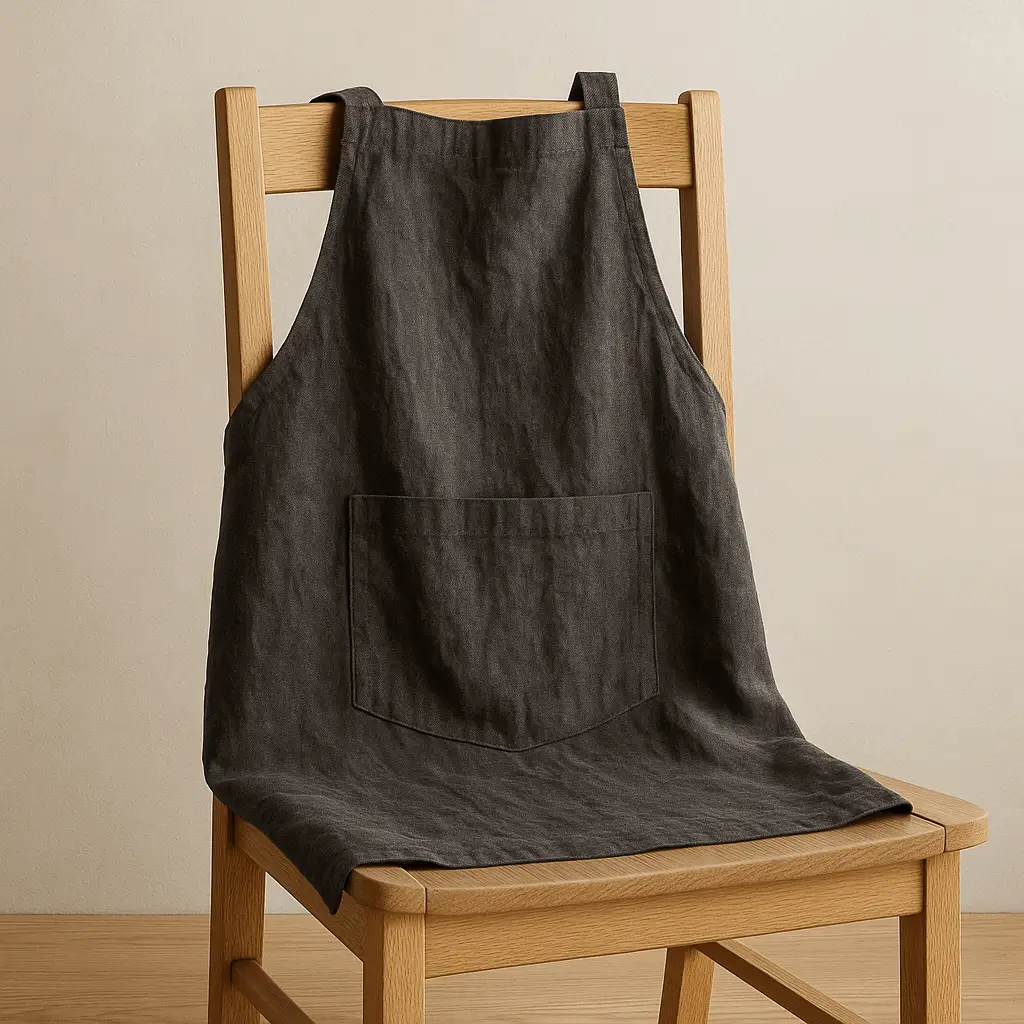 A product photo of Linen Apron from Hearthcraft Linens in the Charcoal colour.