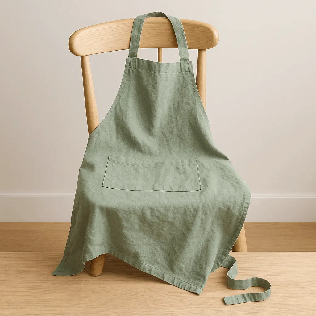 A product photo of Linen Apron from Hearthcraft Linens in the Sage colour.