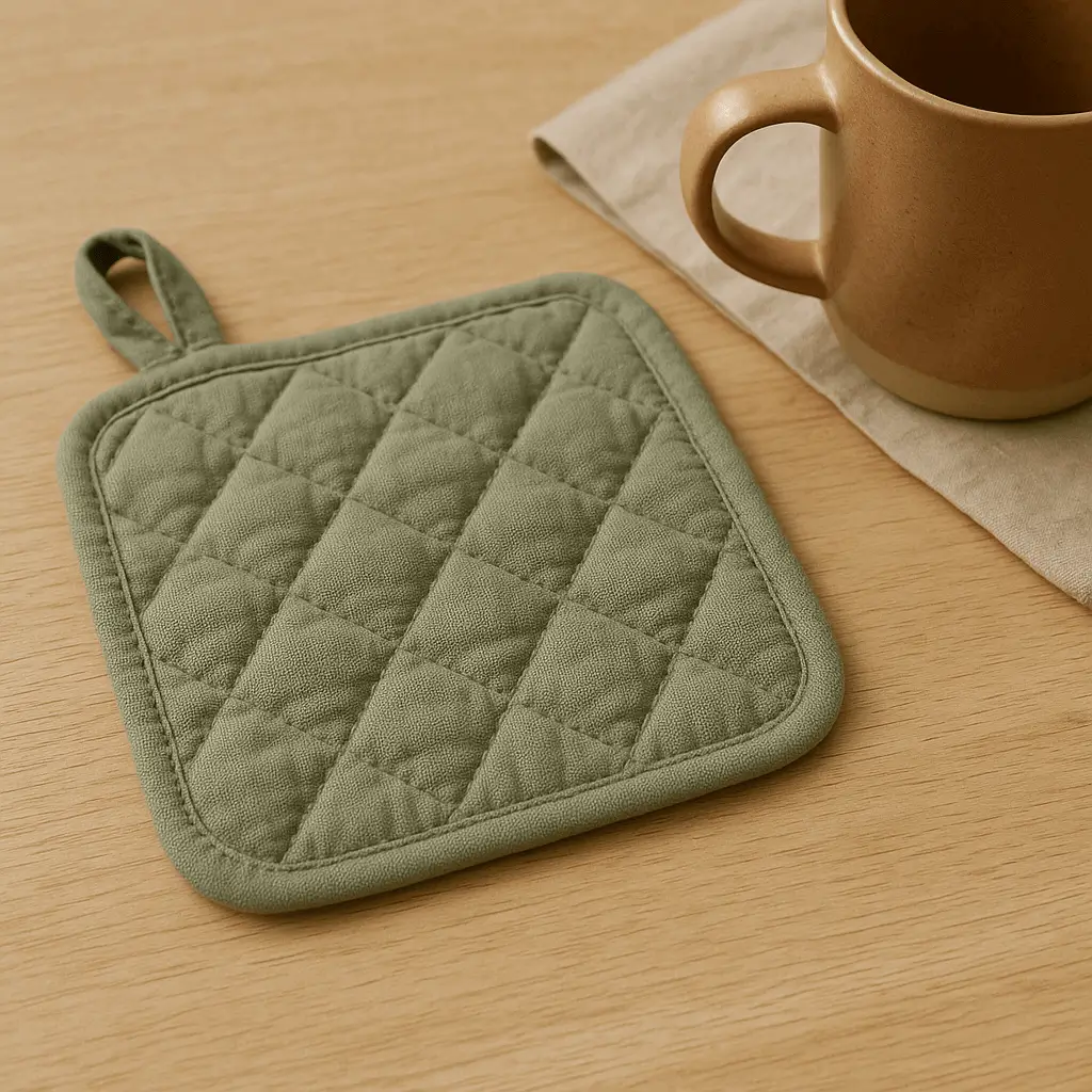 A product photo of Quilted Potholder from Hearthcraft Linens in the Sage colour.