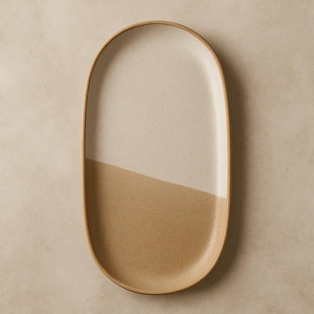 A product photo of Ceramic Serving Platter from Prairie Clay Co. in the Sand colour.
