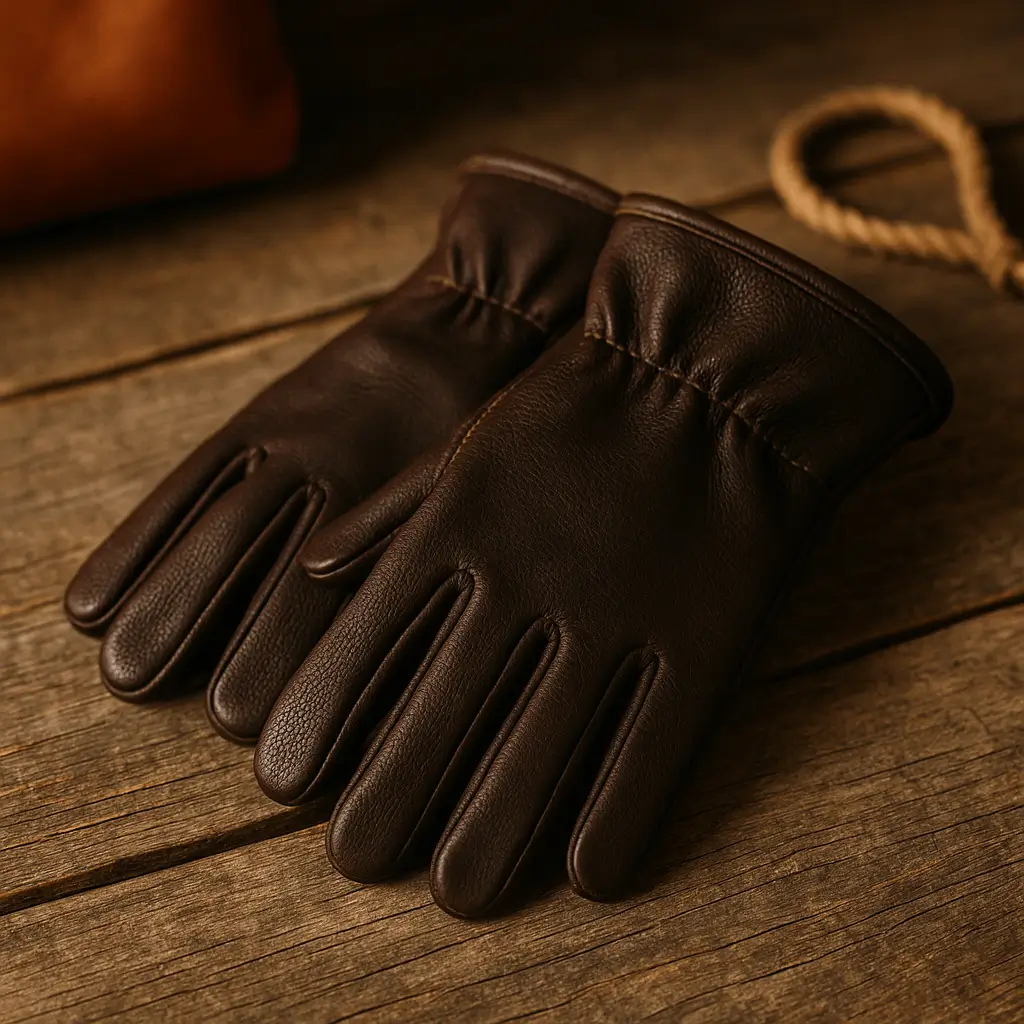 A product photo of Leather Gloves from Trailhead Leatherworks in the Espresso colour.