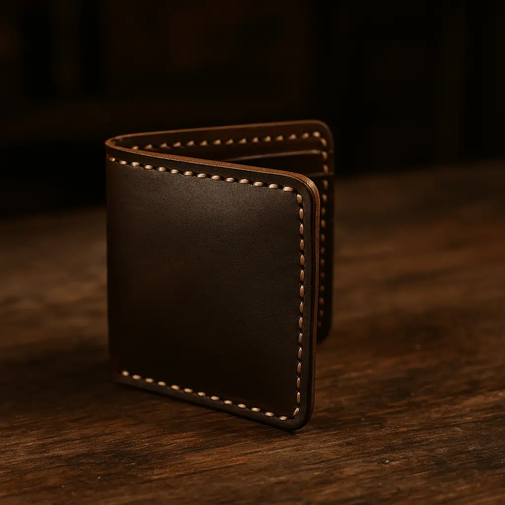 A product photo of Bifold Wallet from Trailhead Leatherworks in the Espresso colour.