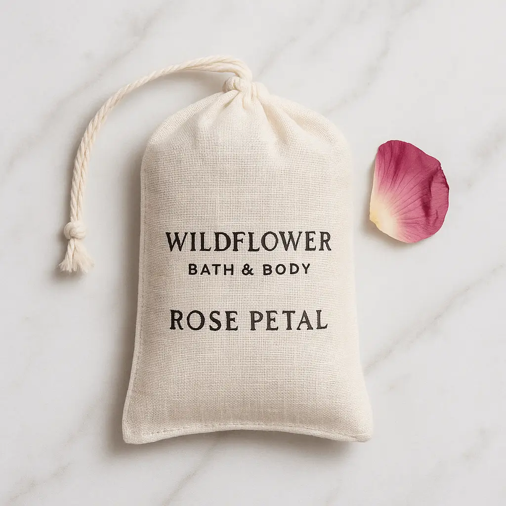 Rose Petal A product photo of Botanical Sachet from Wildflower Bath & Body in the 'Rose Petal' scent.