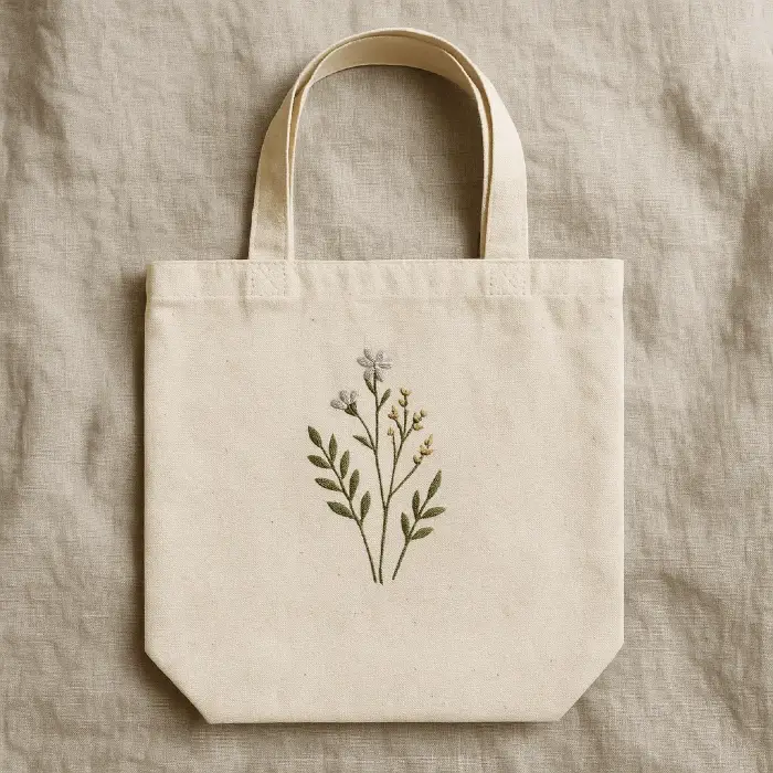 A product photo of Embroidered Tote Bag from Thimble & Thicket.