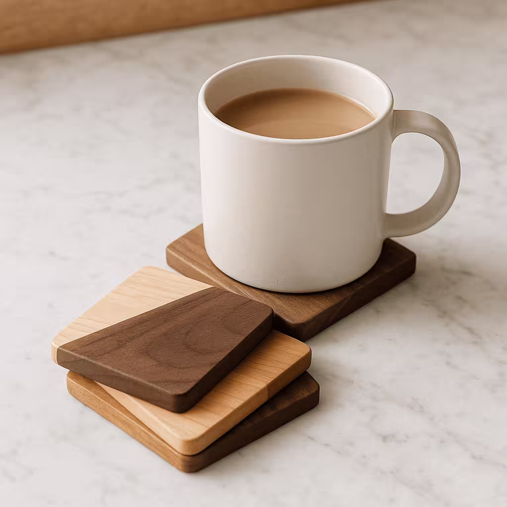 A product photo of Wood Coaster Set (4) from Bow River Woodworks.