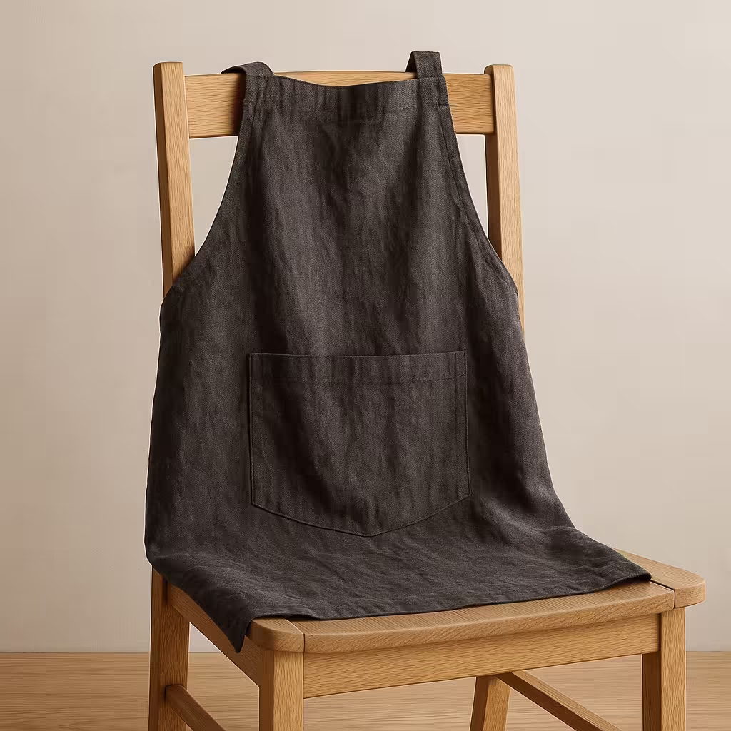 A product photo of Linen Apron from Hearthcraft Linens in the Charcoal colour.