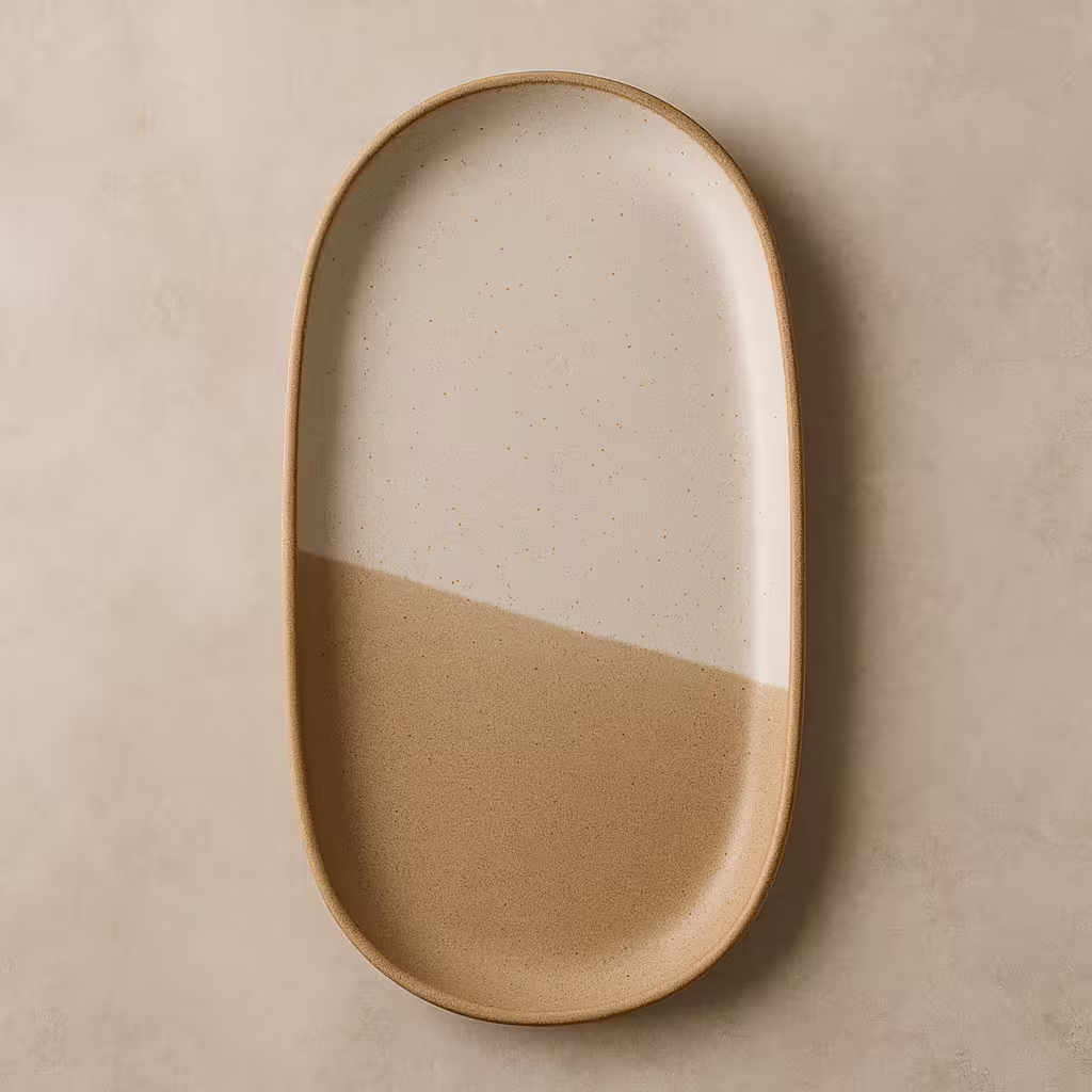 A product photo of Ceramic Serving Platter from Prairie Clay Co. in the Sand colour.