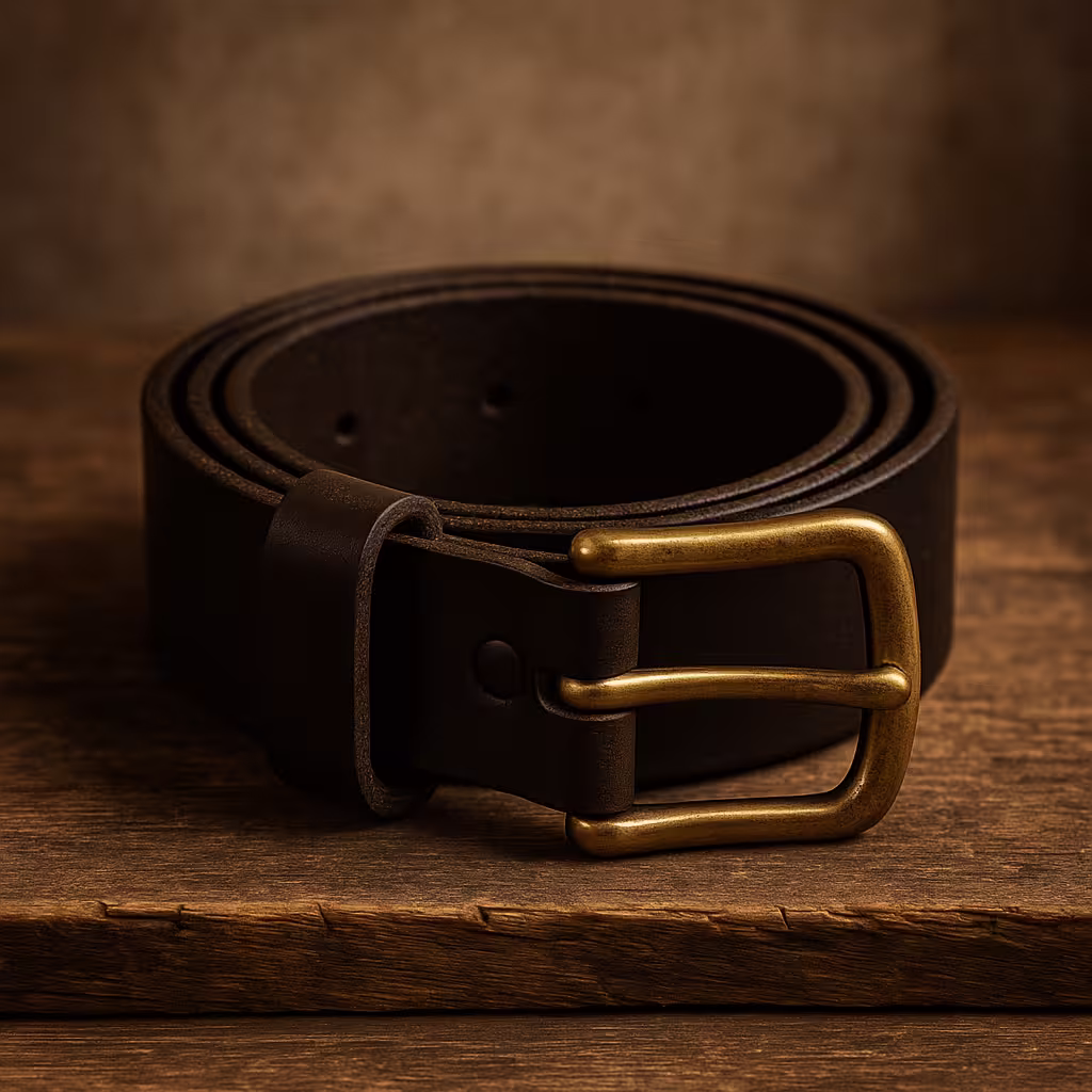 A product photo of Leather Belt from Trailhead Leatherworks in the Espresso colour.