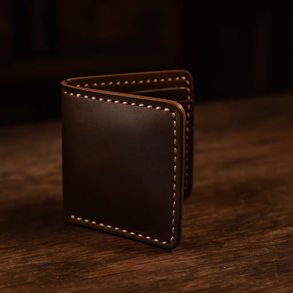 A product photo of Bifold Wallet from Trailhead Leatherworks in the Espresso colour.