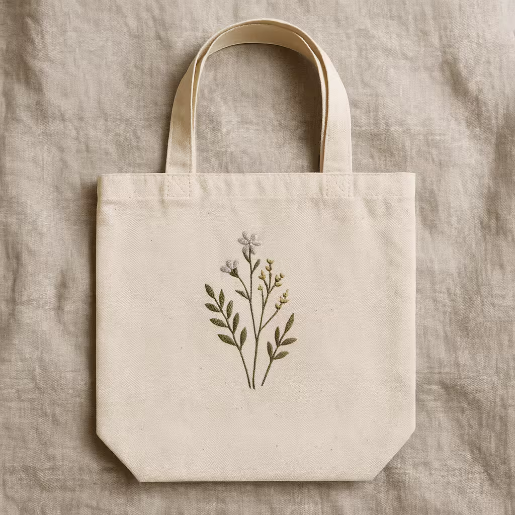 A product photo of Embroidered Tote Bag from Thimble & Thicket.