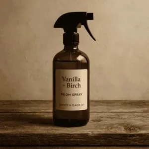 A product photo of Room Spray from Summit & Flame Co. in the 'Vanilla + Birch' scent.