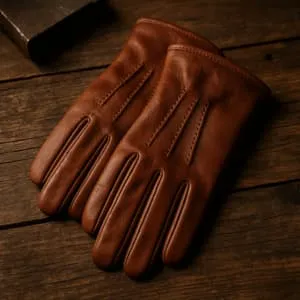 A product photo of Leather Gloves from Trailhead Leatherworks.
