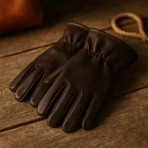 A product photo of Leather Gloves from Trailhead Leatherworks in the Espresso colour.