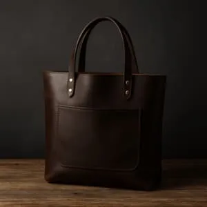 A product photo of Leather Tote Bag from Trailhead Leatherworks in the Espresso colour.