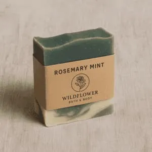 A product photo of Handcrafted Soap Bar from Wildflower Bath & Body in the 'Rosemary Mint' scent.